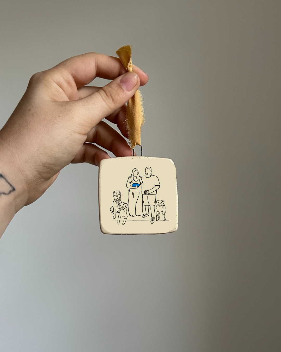 custom ornament: color/line drawings - pop of color