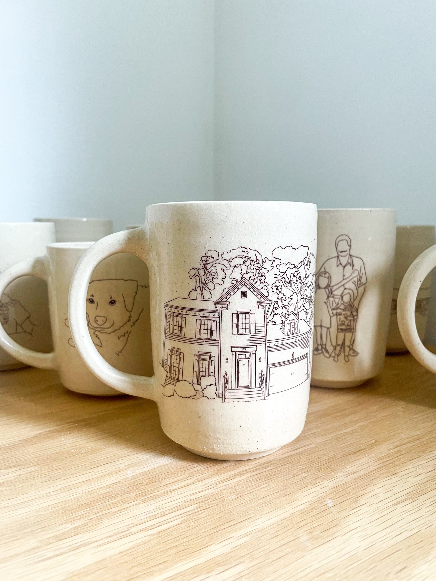 custom mug: black line drawings