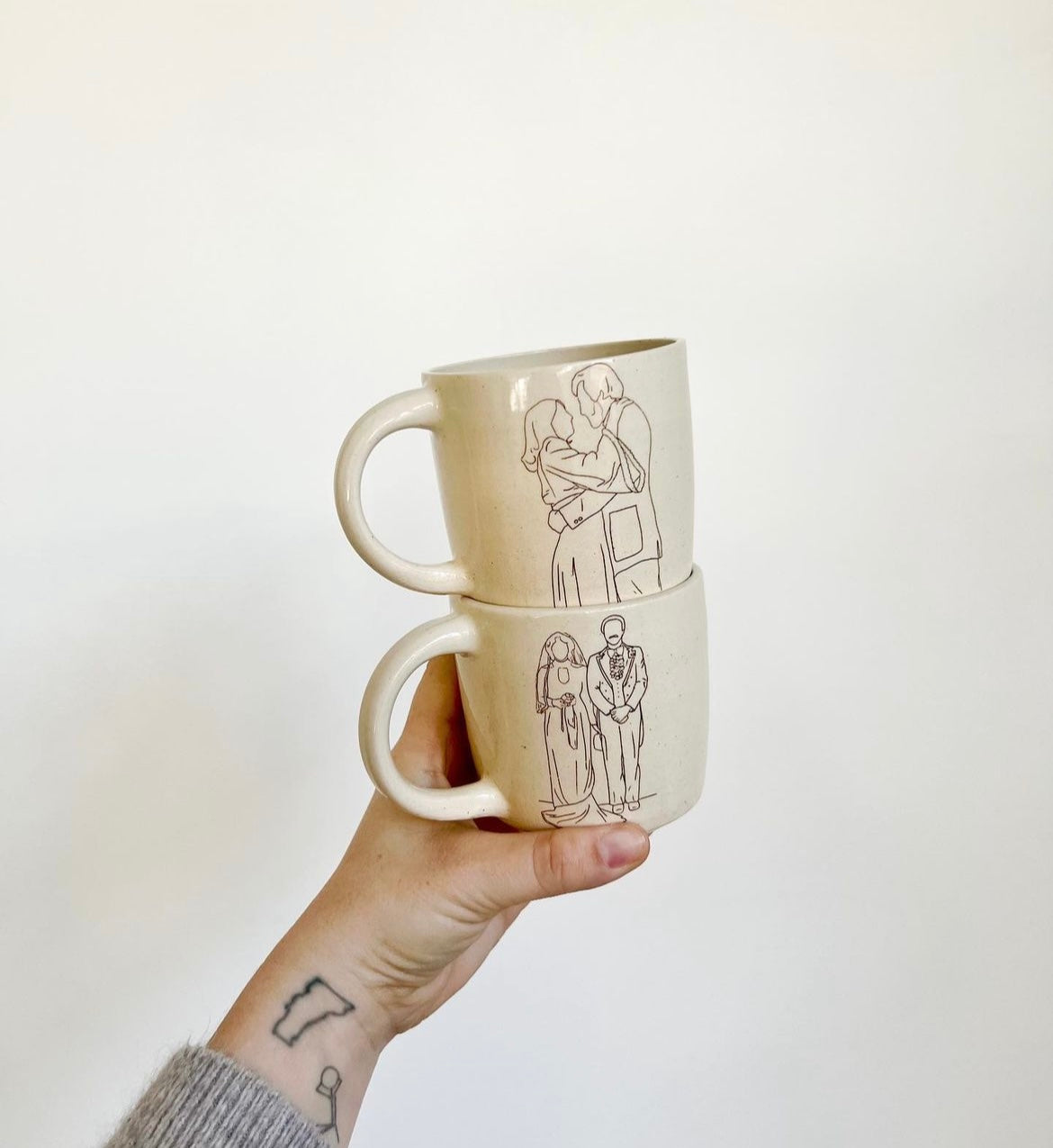 custom mug: black line drawings