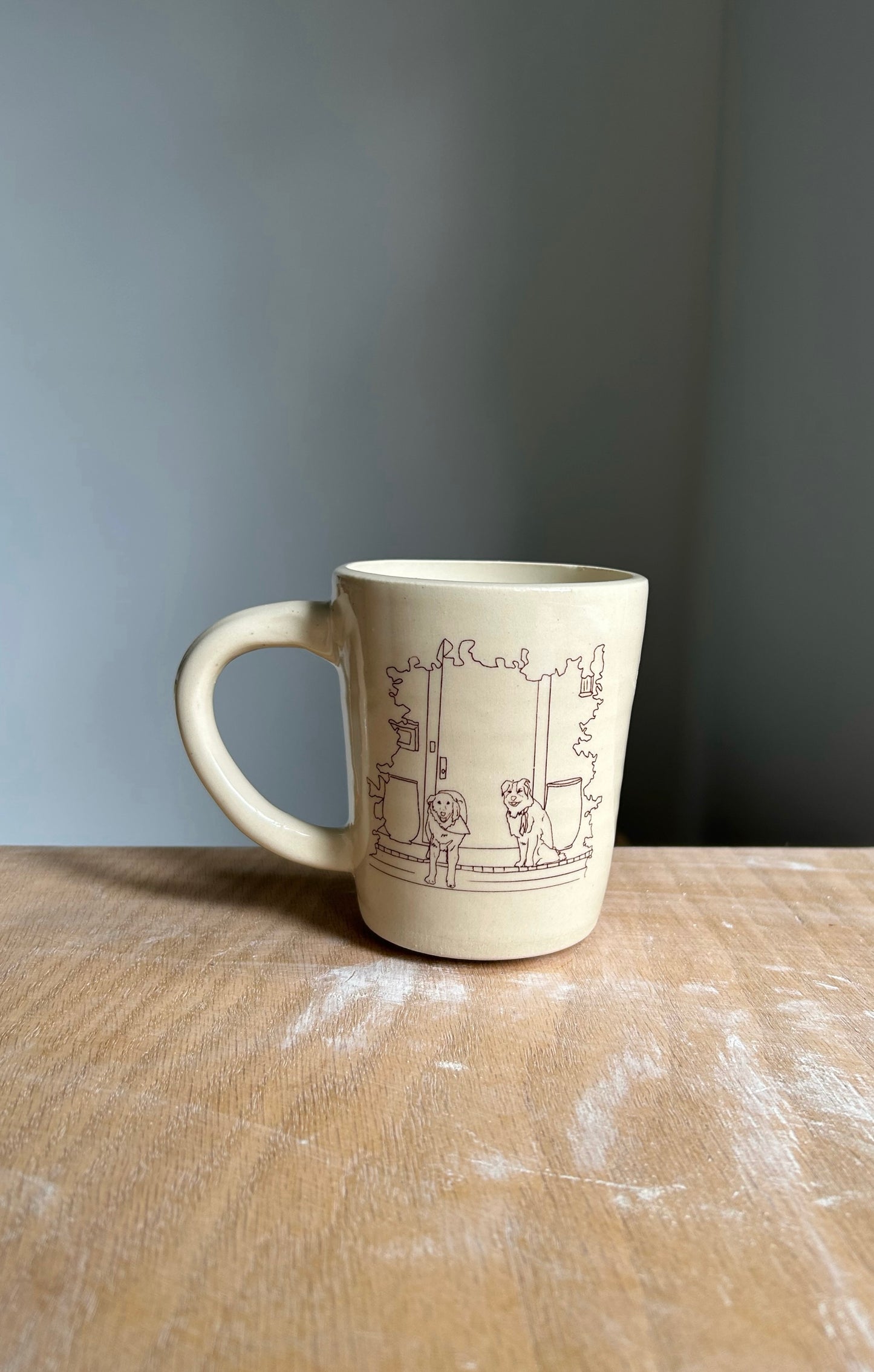 custom mug: black line drawings