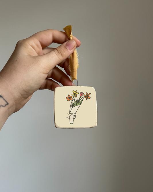 custom ornament: color/line drawings - pop of color