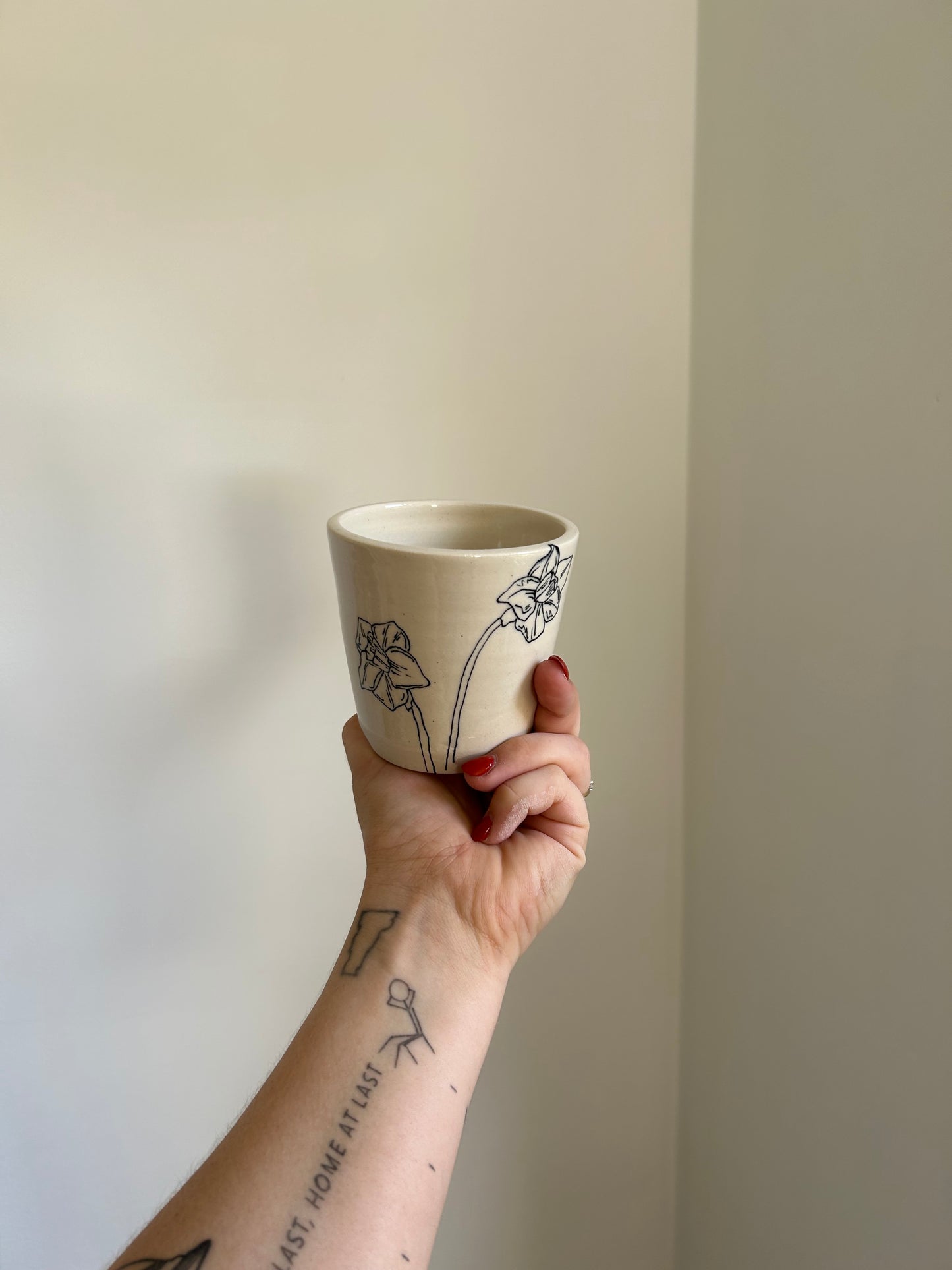 hand drawn floral cup