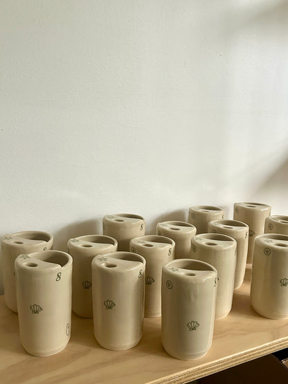 custom travel cup: black line drawings