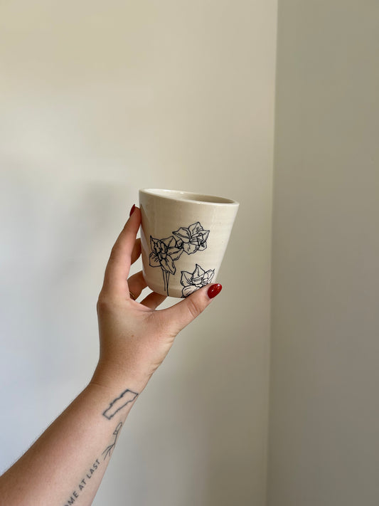 hand drawn floral cup