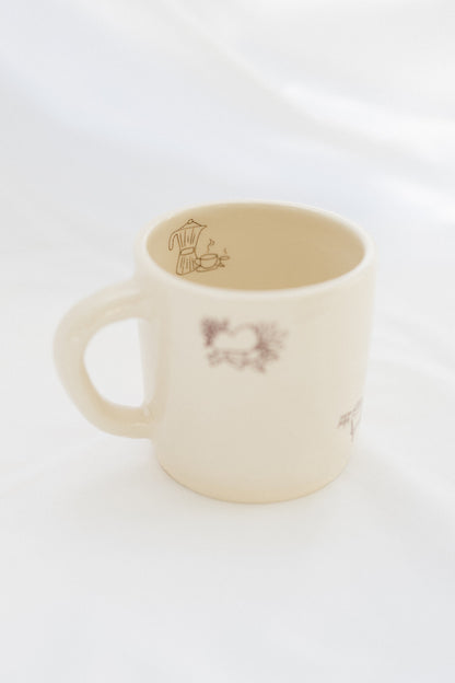 custom mug: black line drawings