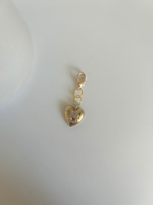 "B" Gold Heart Charm