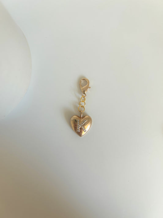 "K" Gold Heart Charm