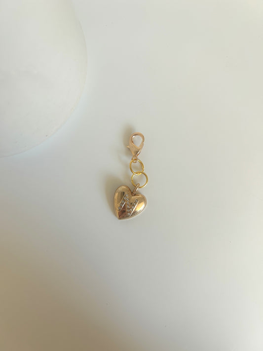 "N" Gold Heart Charm