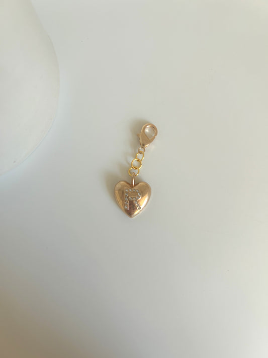"R" Gold Heart Charm