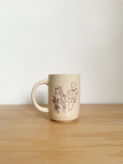 custom mug: black line drawings