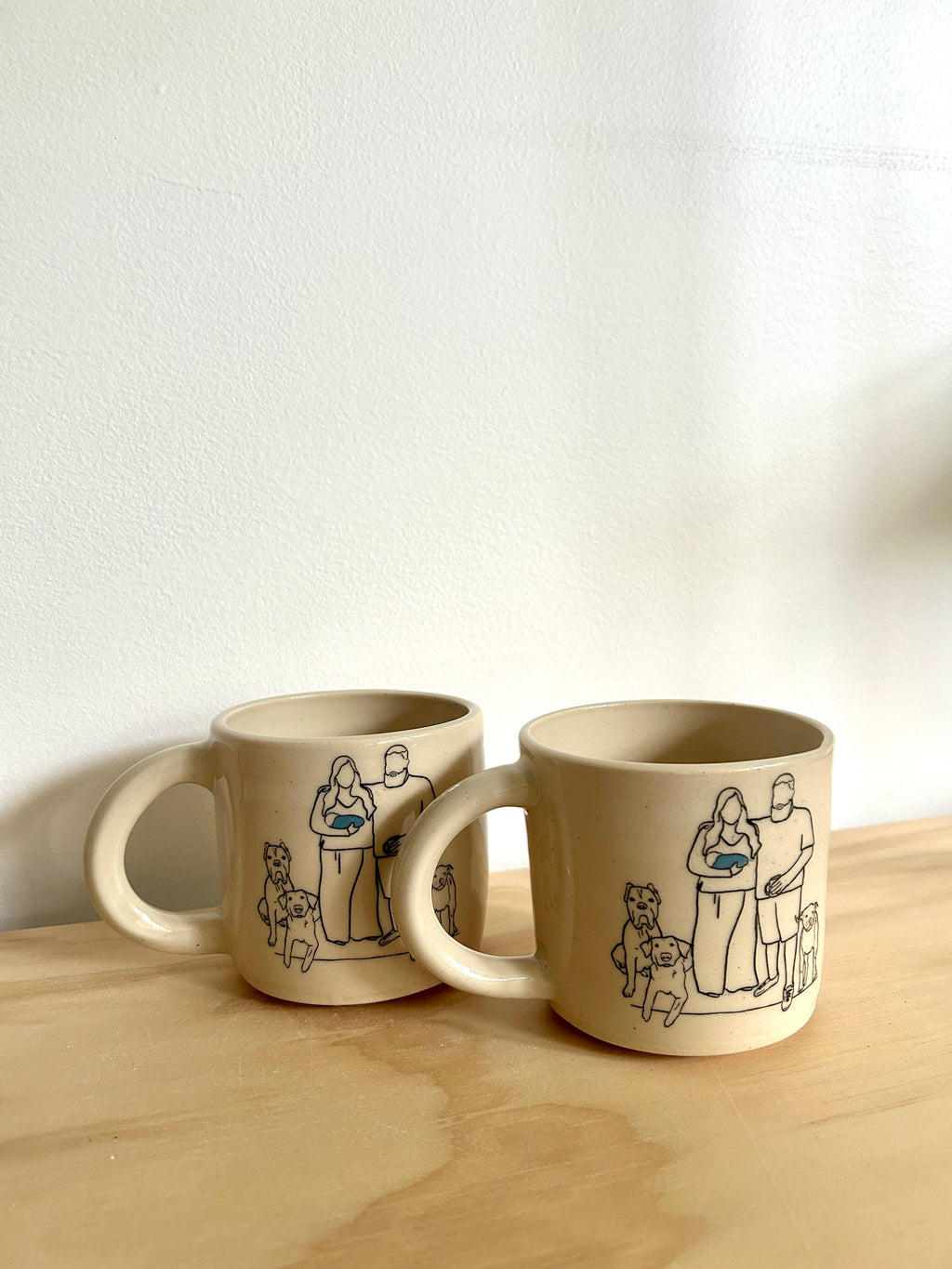 custom mug: black line drawings w/ color