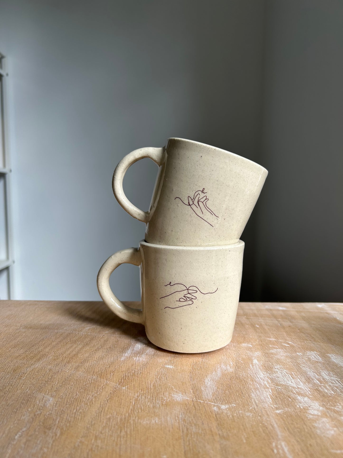 custom mug: black line drawings